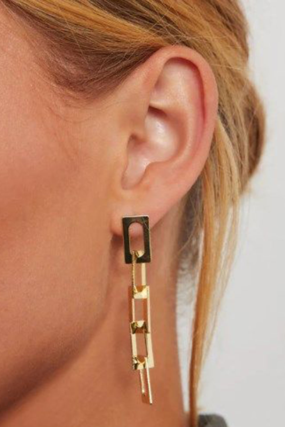 Gold Minimalist Chain Connect Alloy Dangle Earrings