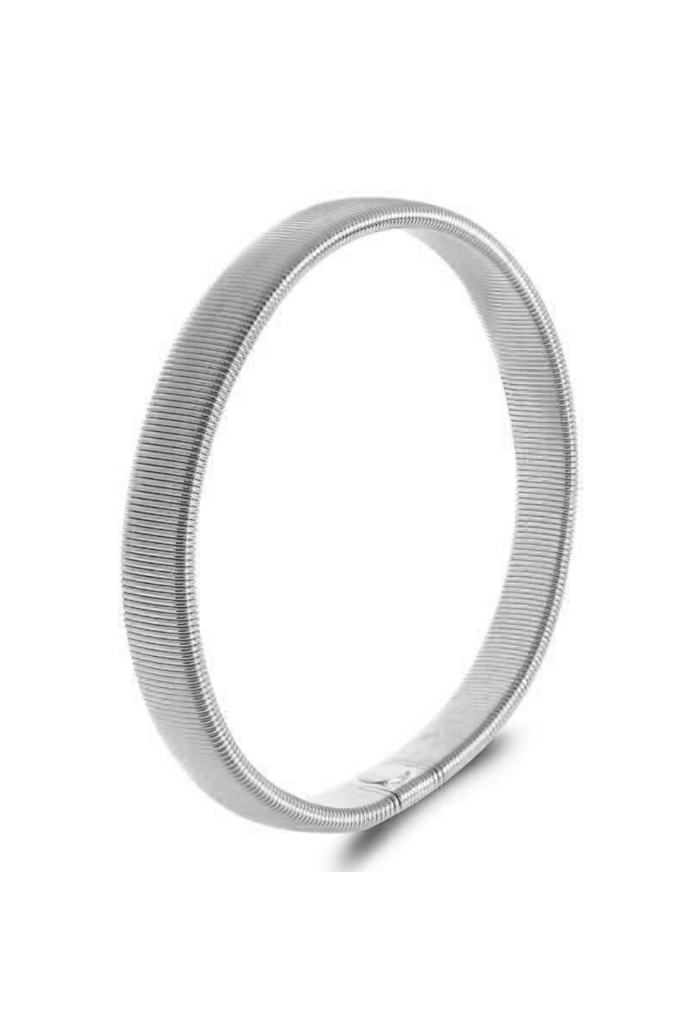 Silvery Stretchy Metal Wide Bangle