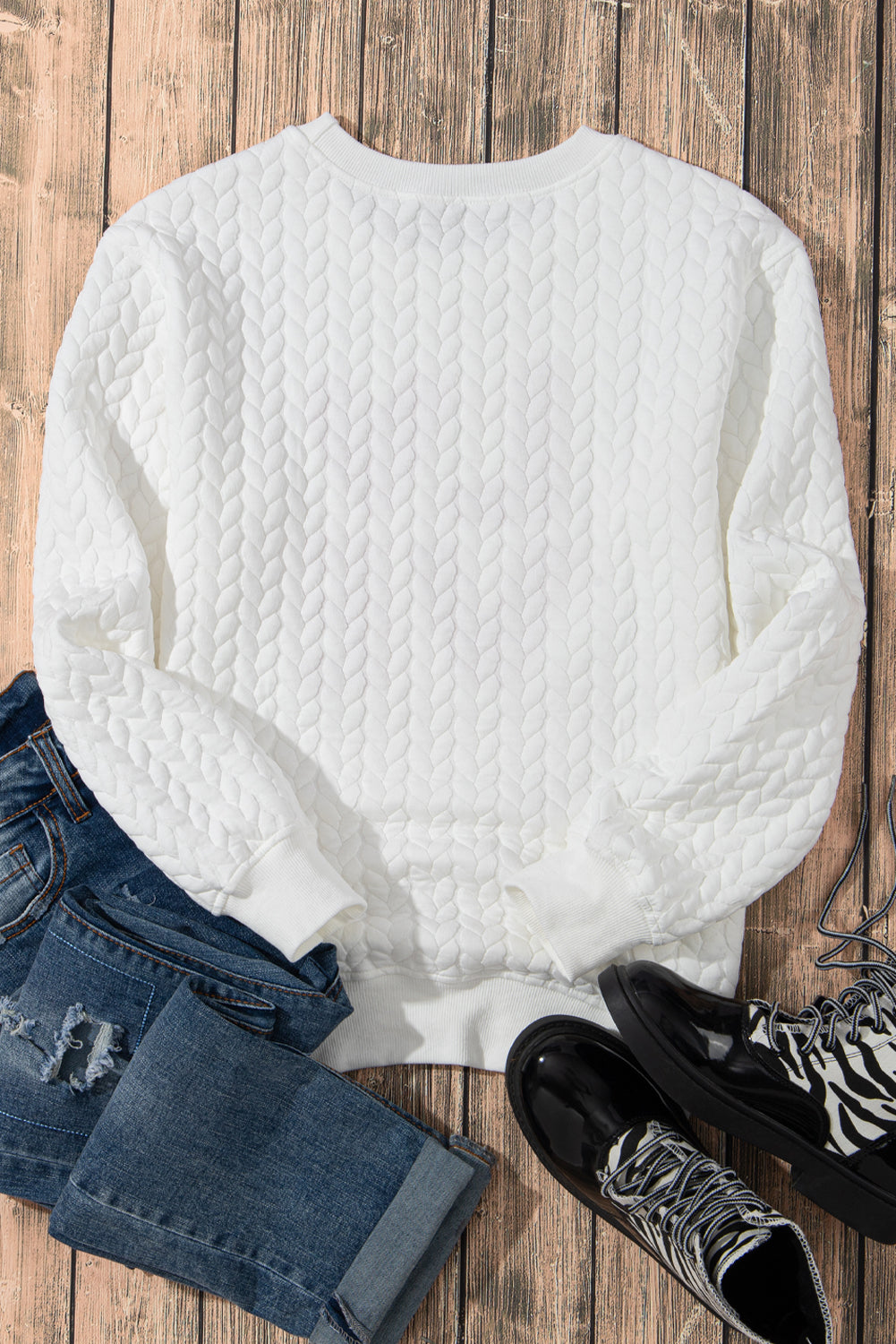 White Merry and Bright Quilted Sweatshirt