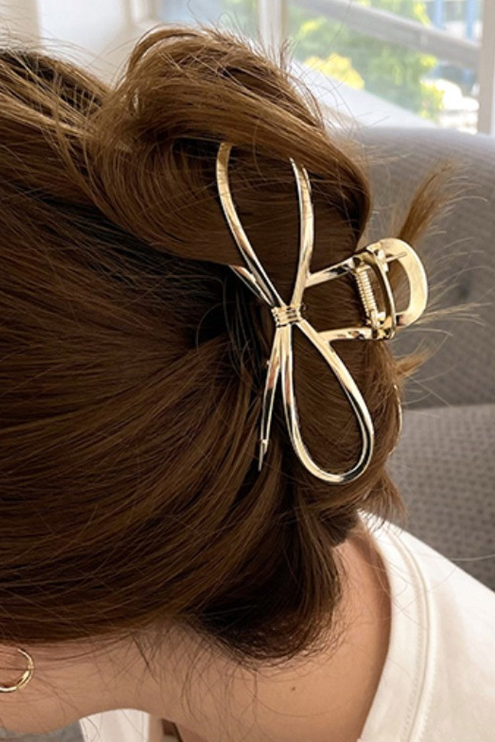 Gold Casual Bowknot Shape Metal Claw Clip