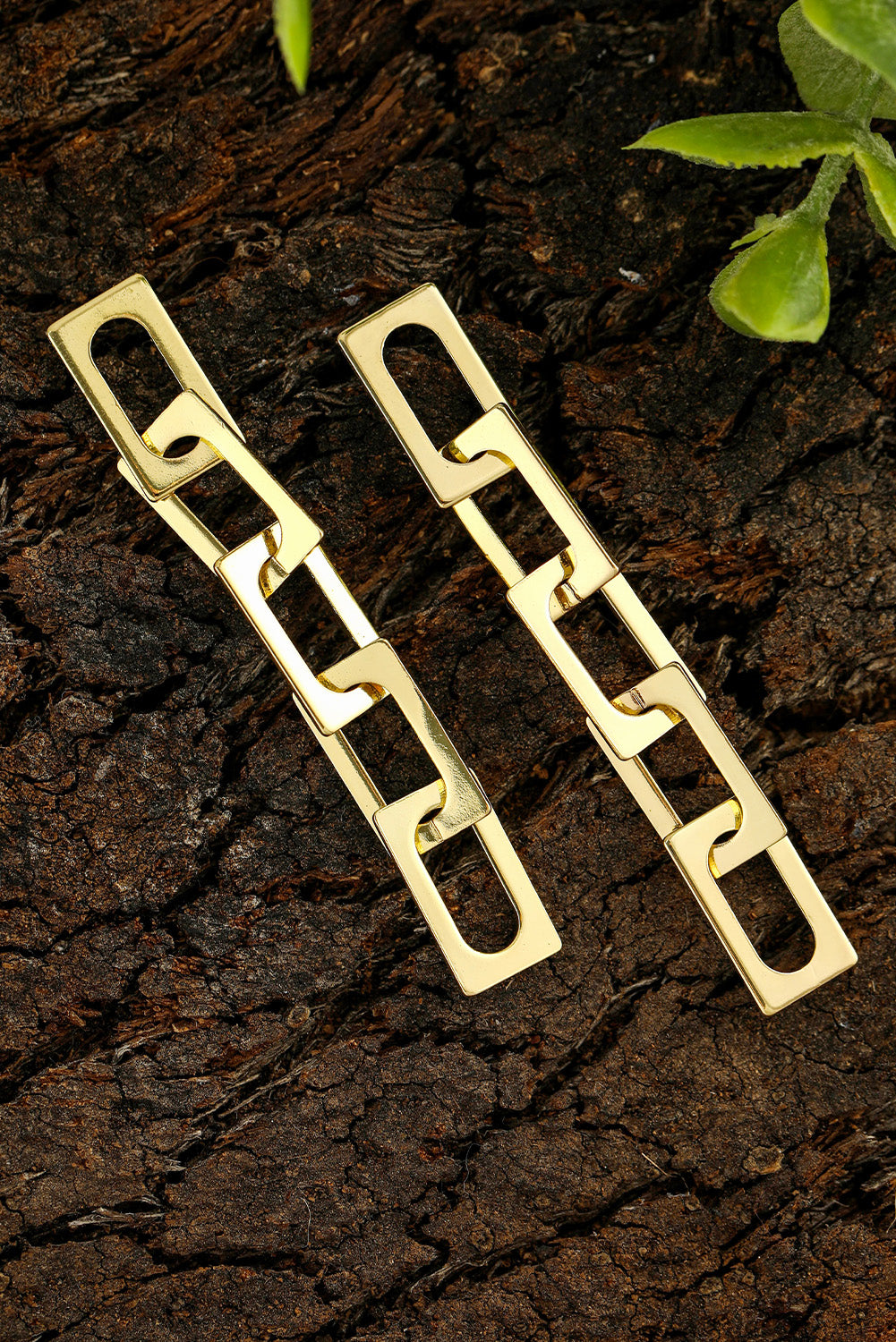 Gold Minimalist Chain Connect Alloy Dangle Earrings