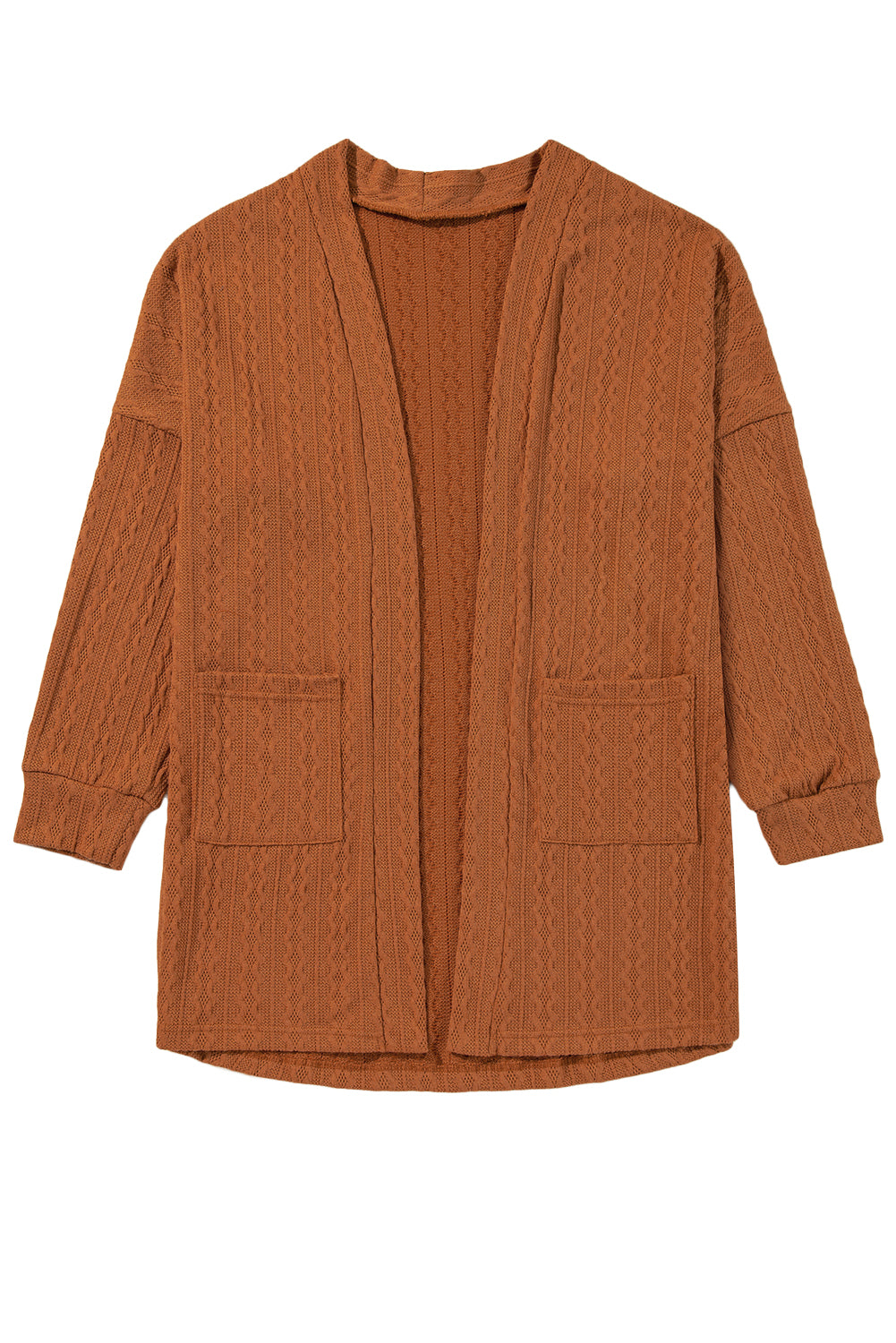 Canton Textured Knit Side Pockets Open Front Cardigan