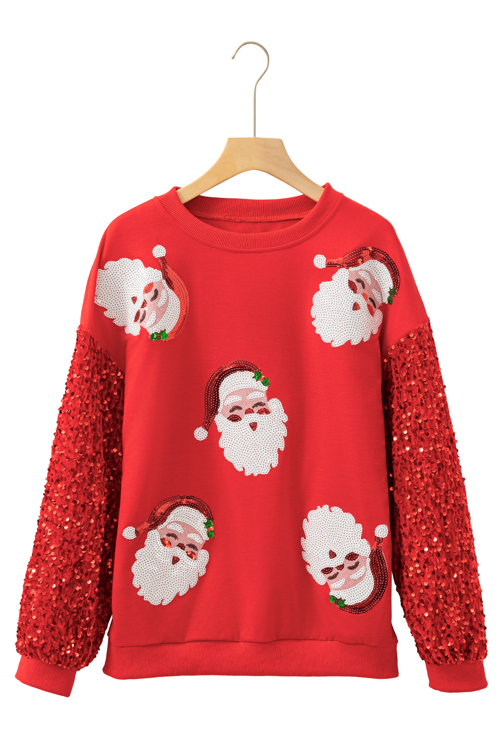 Fiery Red Sequined Santa Claus Christmas Crewneck Sweatshirt