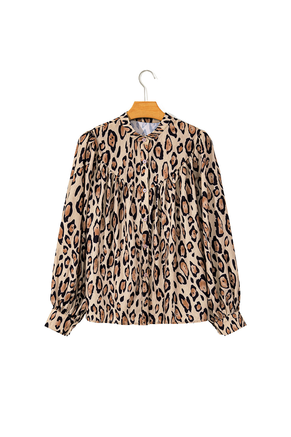 Jet Stream Leopard Print Balloon Sleeve Loose Blouse