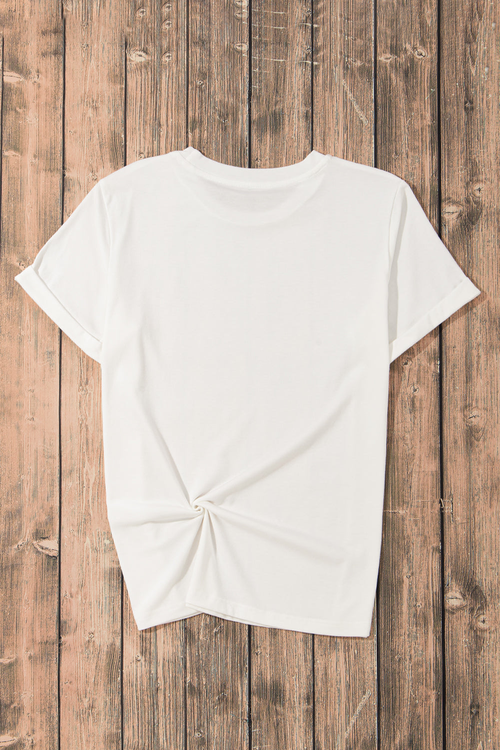 White Solid Color Basic Crew Neck Plain Tee