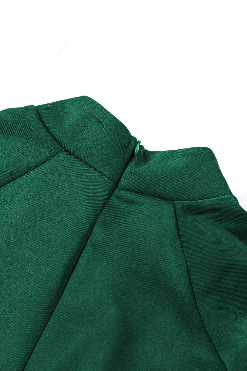 Green Asymmetric Peplum Style Pussy Bow Dress