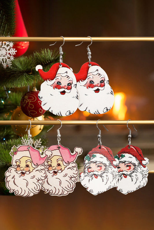 White 3Pcs Christmas Santa Clause Pendant Hook Earrings