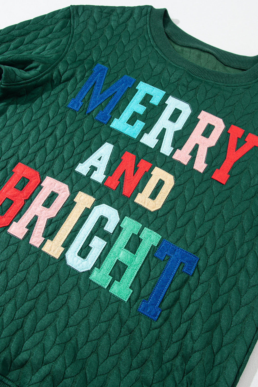 White Merry and Bright Quilted Sweatshirt