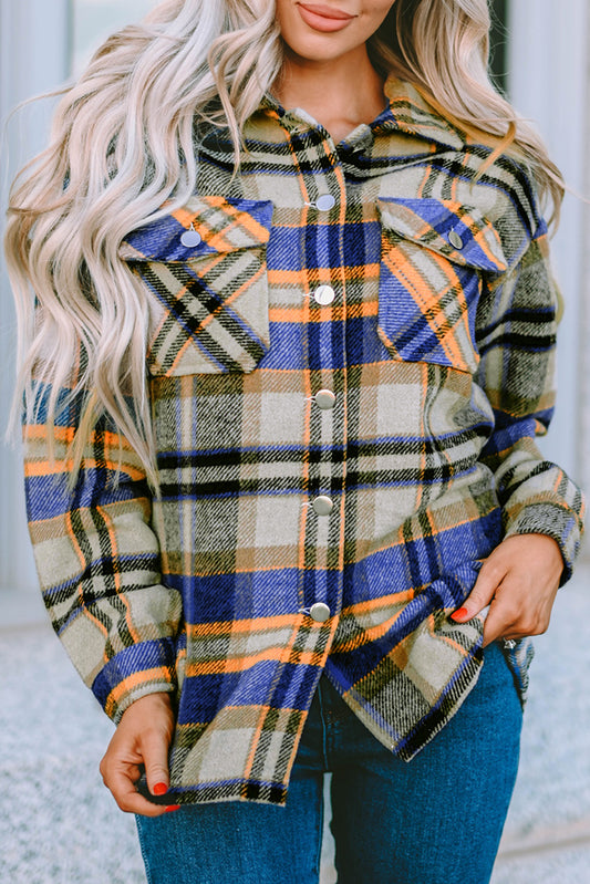 Red Plaid Button Front Pocket Shirt Shacket