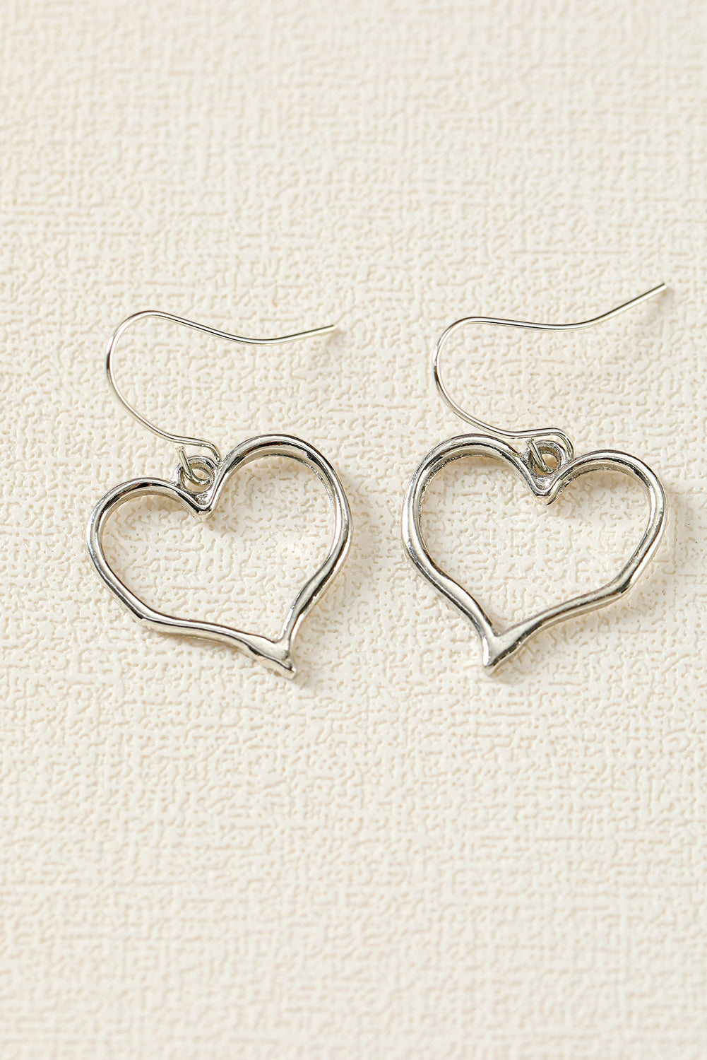 Silvery Heart Shape Hook Drop Earrings