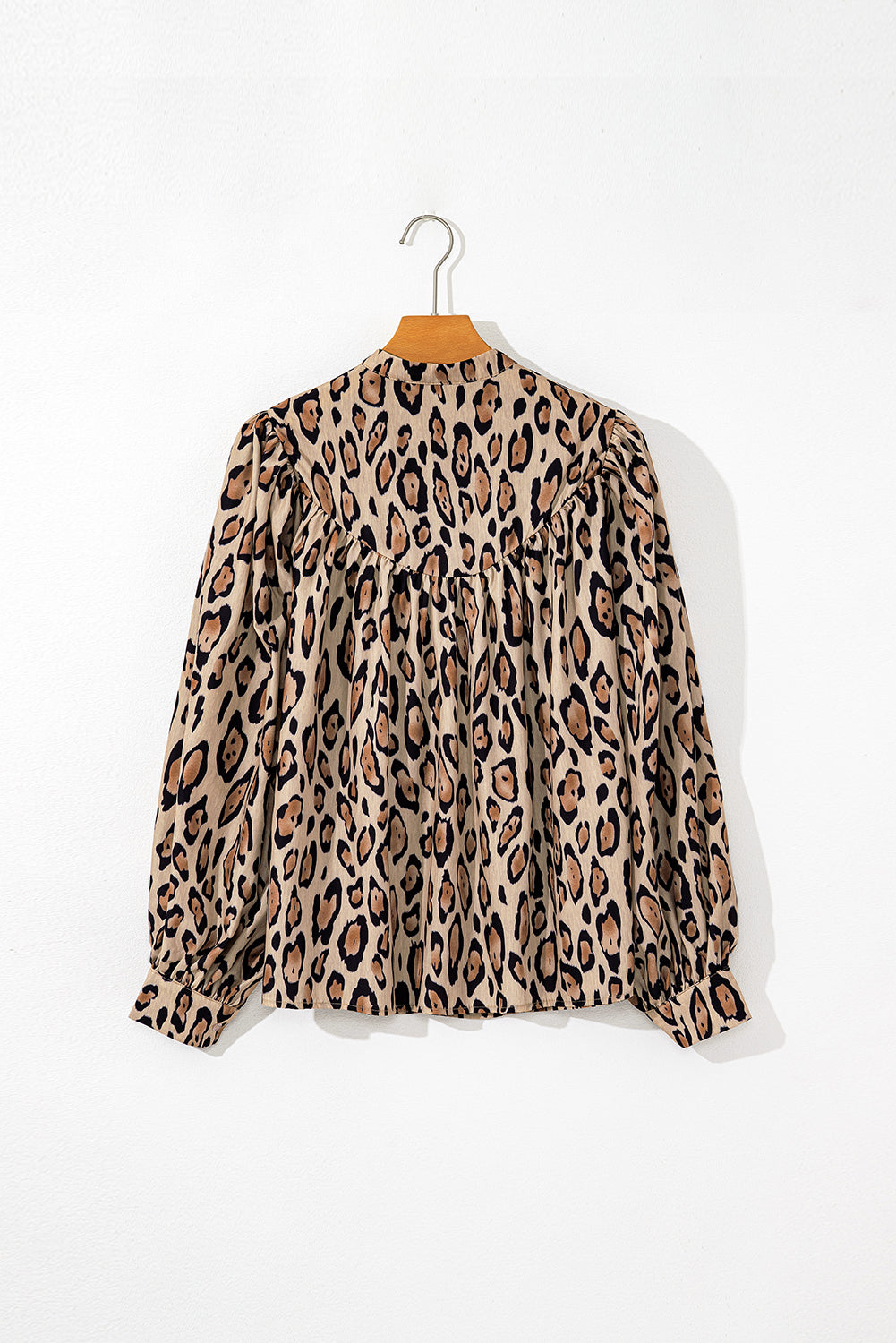 Jet Stream Leopard Print Balloon Sleeve Loose Blouse