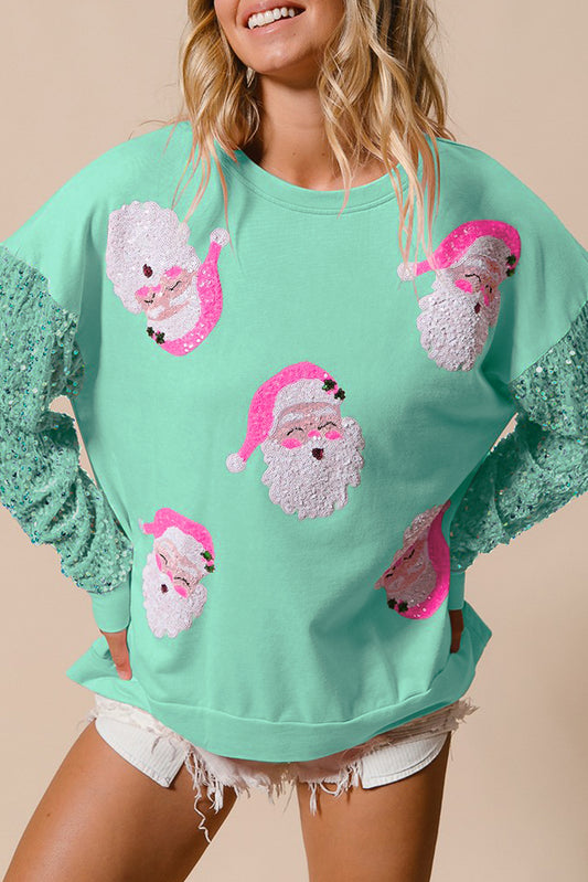 Fiery Red Sequined Santa Claus Christmas Crewneck Sweatshirt